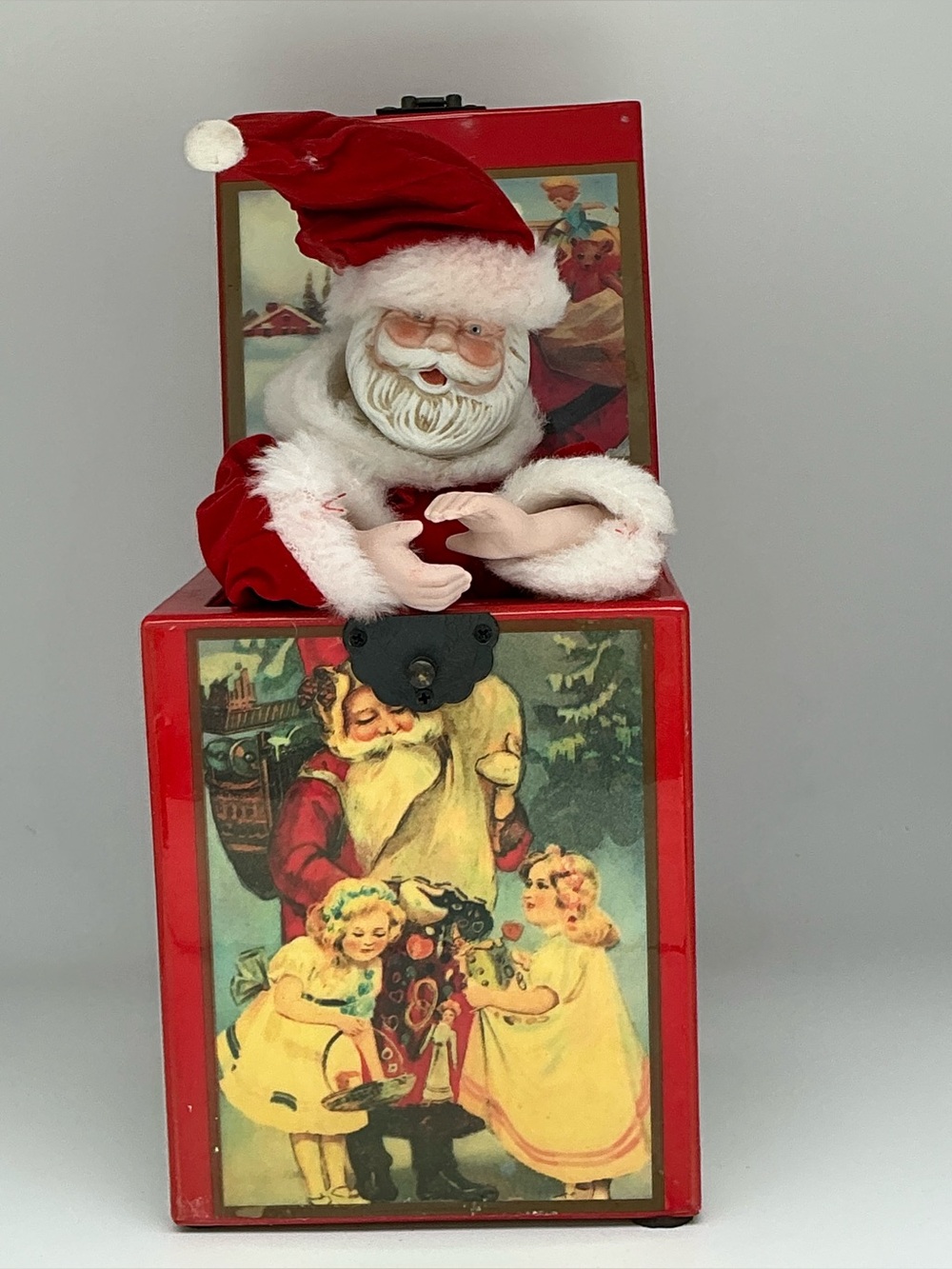 Vintage 1987 Christmas Santa Music Box Jack in the Box Animated Holiday Decor - Picture 9 of 10